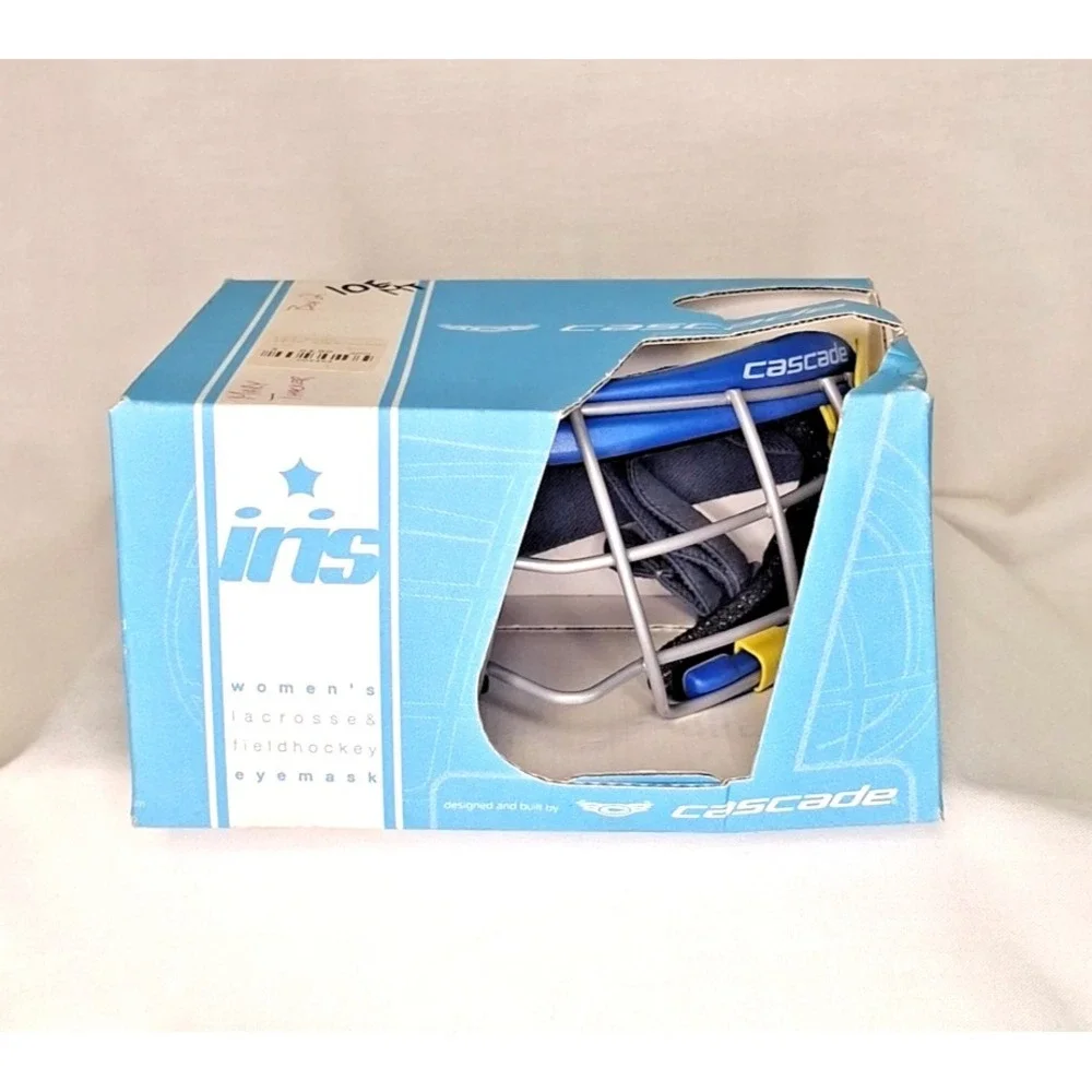 New Cascade Iris Adult Lacrosse Face Mask Adjustable Straps Goggles Blue Yellow